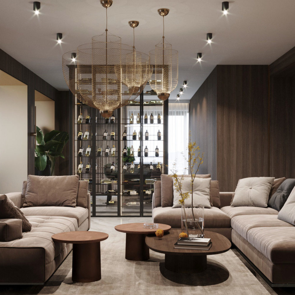 luxusný návrh interiéru obývačky