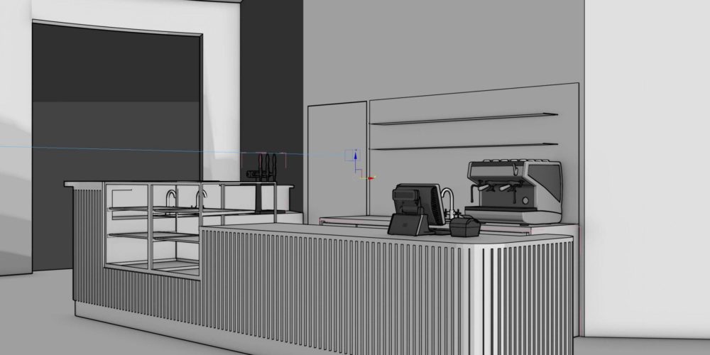 vizualizácia interiéru kaviarne, architekti Bratislava