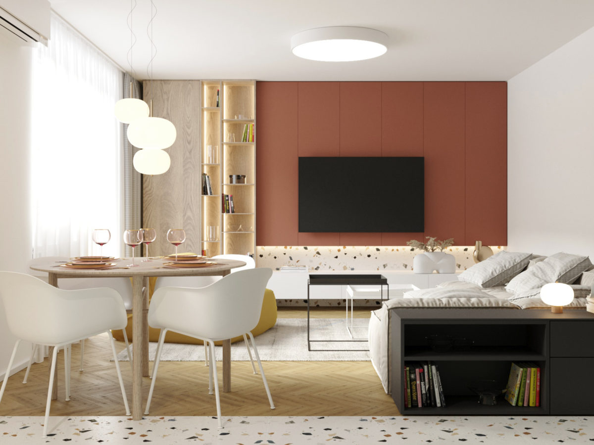 návrh interiéru obývačky