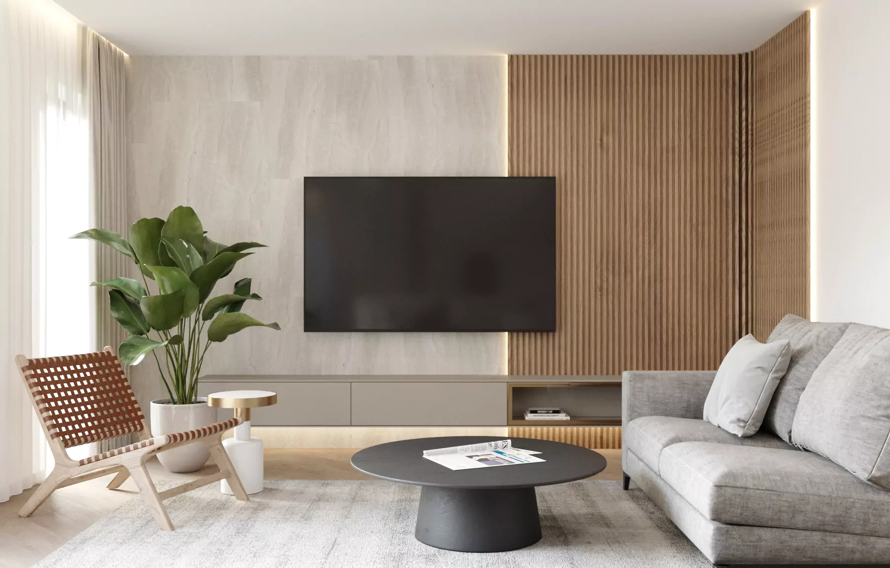 moderný interiérový dizajn obývacej izby
