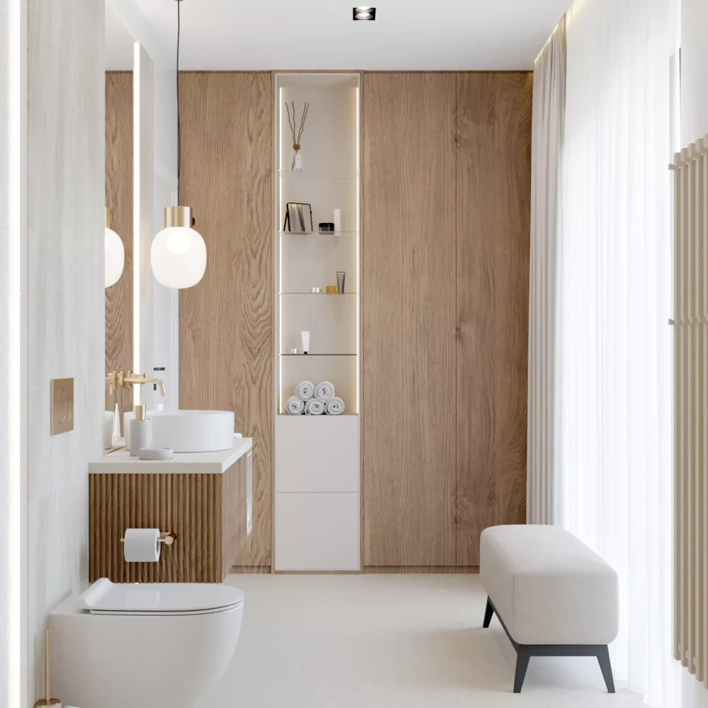moderný interiérový dizajn kúpeľne